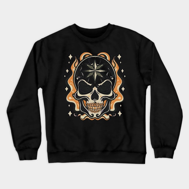 Mystical Skull Head Tattoo Crewneck Sweatshirt by Goku Creations